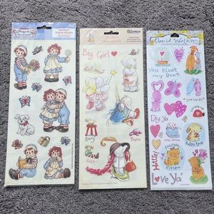 Set of 3 stickers for scrapbooking or paper crafting - sweet and fun motifs